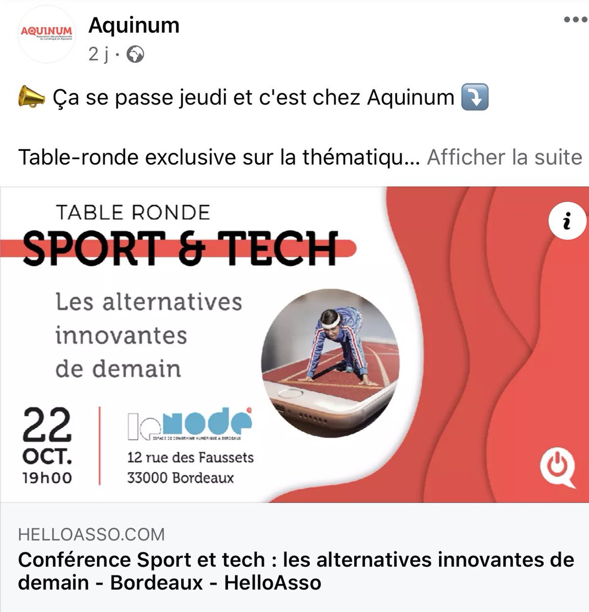 ClaudeDeriauR's tweet image. Table ronde intéressante #SporTech organisée par @aquinum au @bxnode. 
👍🏾 interventions: ✅@maracujaacademy
✅@Rematch_Sport
✅@championsdudigi
#TransitionDigitale #TransitionNumerique 
L&apos;@UNSS_Bordeaux conviée.