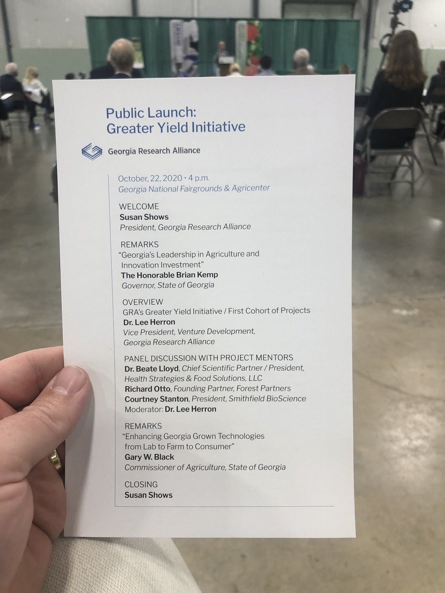 Georgia Research Alliance’s Greater Yield Initiative is a great partnership to advance agribusiness in Georgia. We are excited to be at the public launch of the initiative. Thank you to Governor Kemp and Commissioner Black for always supporting our industry.