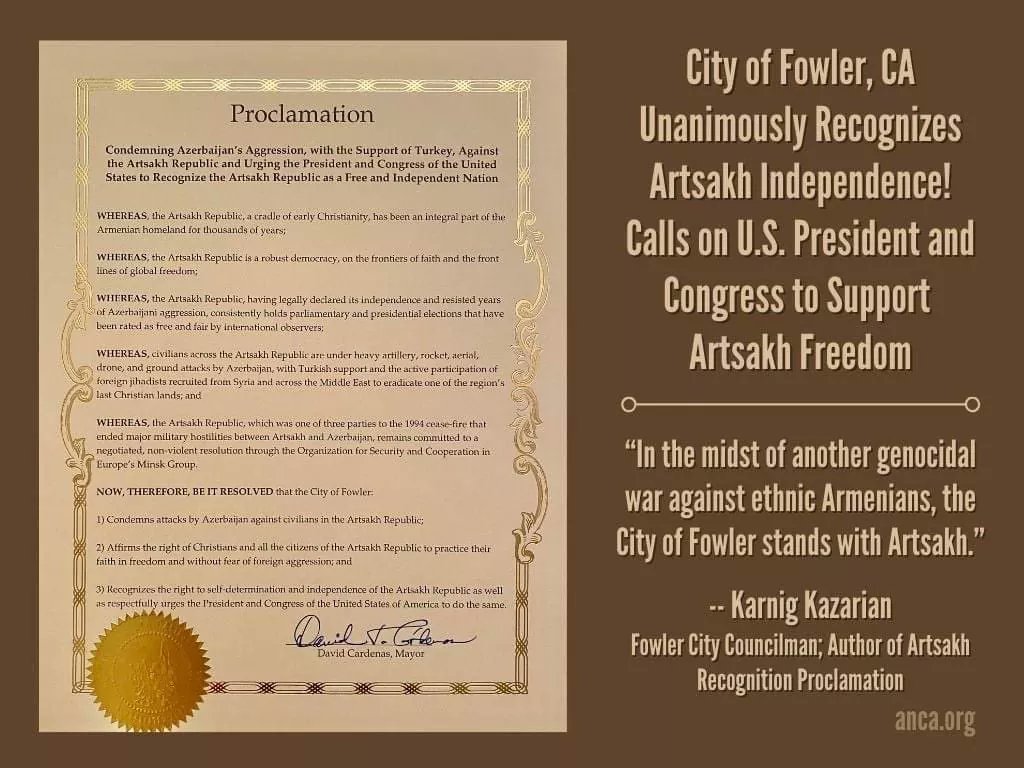 Colorado  https://bit.ly/3mbhwjl Fowler (California)  https://bit.ly/3klWP3P The Borough of Fort Lee, New Jersey  https://bit.ly/2IRqOT7 New South Wales  https://bit.ly/35pzJmr  #RecognizeArtsakh