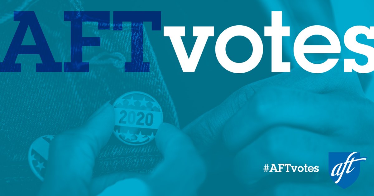 AFTunion's tweet photo. Watching the #Debates2020? We'll be live tweeting tonight starting at 9 p.m. EST with the hashtag #AFTvotes. Follow along, and check out our AFT Votes social media toolkit here: https://t.co/V02VwvaLve https://t.co/t2bH0io40u