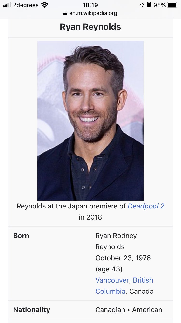Happy birthday from Ryan Reynolds 