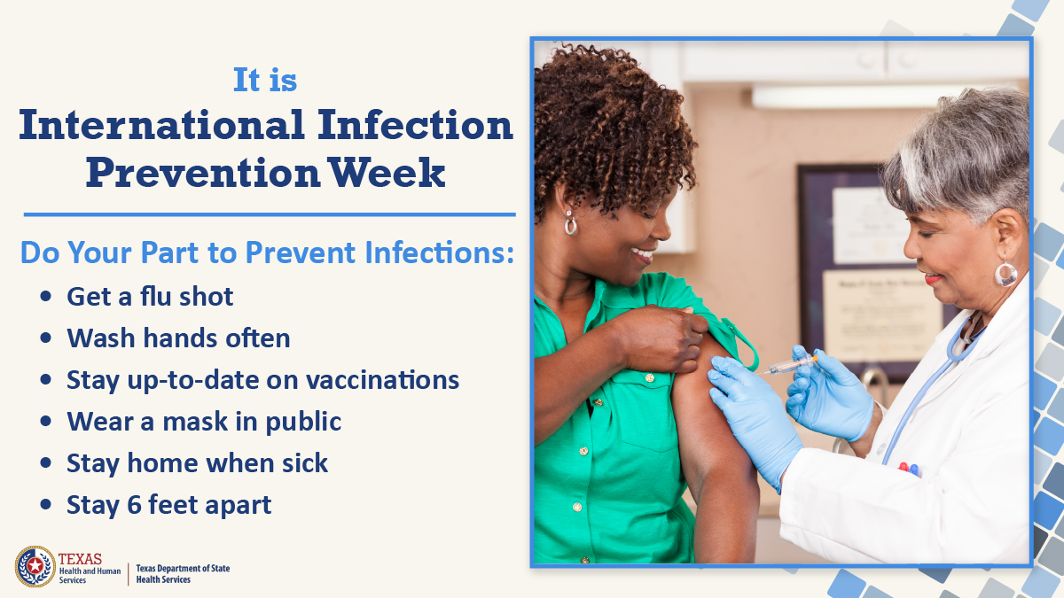 President Reagan established International Infection Prevention Week in 1986. The week focuses attention on how infection prevention can save lives and healthcare dollars. Keep up your #HealthyTexas steps and stay up-to-date on vaccinations to prevent serious infections. #IIPW