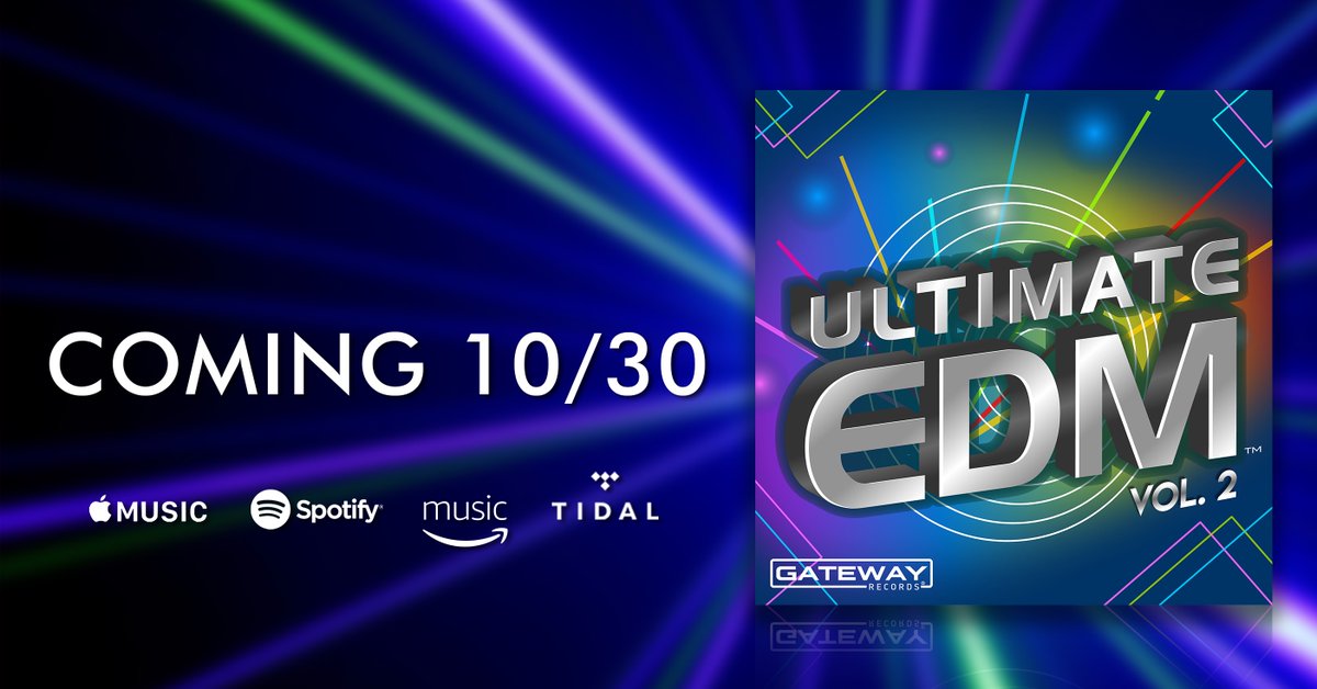 GatewayRecords's tweet image. Building on the success of our Ultimate EDM album... we're excited to announce that volume 2 in the series drops next Friday, October 30th!

#NewMusic - #UltimateEDM - #GatewayRecords