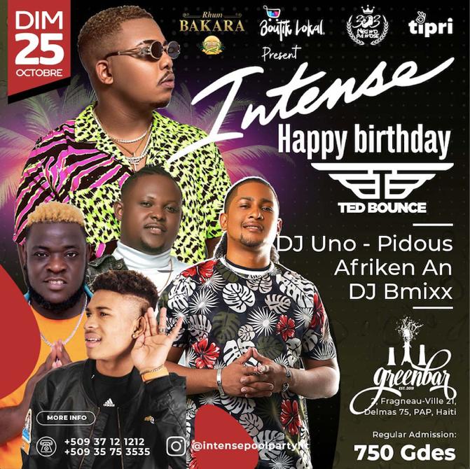 romalystfort's tweet photo. Get Ready for @tedbounce_ ๐ฅ
BIRTHDAY CELEBRATION this SUNDAY October 25th alongside @bmixx_dj - AFRIKEN AN - @DjUno_1 & PiDOUS at GREEN BAR | ADM.: 750 GOURDES in ADVANCE!
.
.
.
#TedBOUNCE #BirthdayCelebration #ScorpionParty #INTENSEPOOLPARTY #ASPLASHOFCLASS https://t.co/cVg9hcOB0Z