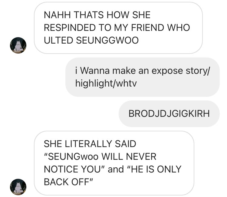 anyways heres her being possessive over idols (the 1st ss is from another thread talking abt her and I can confirm it’s her bc she had that pfp for a while and the 2nd ss is of oomf)