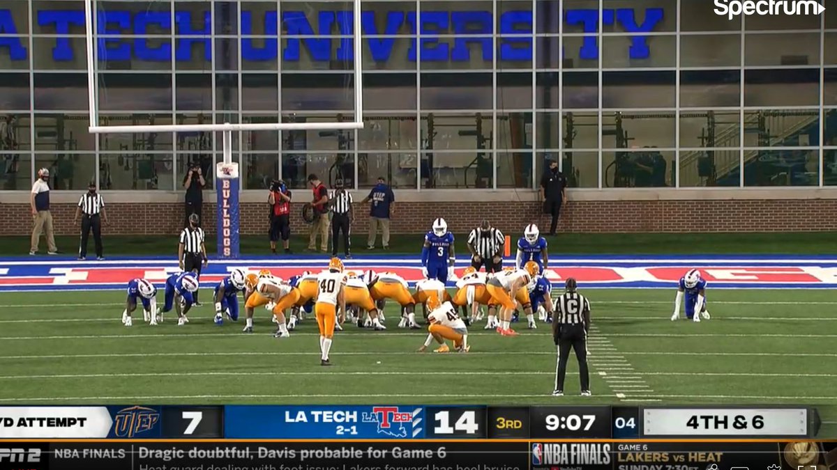 LA Tech-UTEP is an absolute banger. I wish the Miners had nameplates, but the Bulldogs are doing wonders with this white-on-blue setup. Front name plate kerning is a little wild for me, but whatever. I love this matchupdope looking field, too