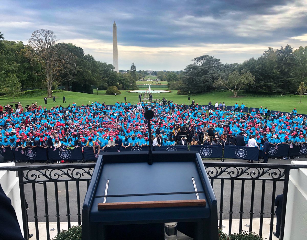 cmrump's tweet image. This was the largest paid audience to ever witness a violation of the Hatch Act, period! #HatchActViolation #CrowdSize #SuperSpreader