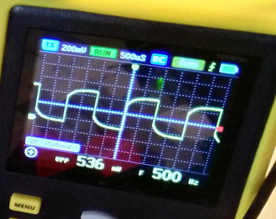 This is a great example to understand what the (still missing) CD4017 Decade counter does: it divides the 500Hz signal by 10, to 50Hz which is the frequency of PAL television (used in Europe and elsewhere, as opposed to NTSC and 60Hz used in North America and a few other places)