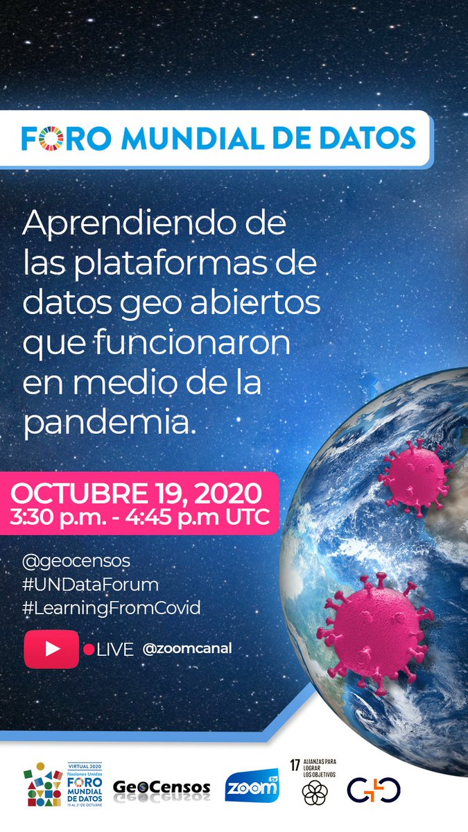 GeoCensos's tweet photo. Un debate de expertos y funcionarios sobre plataformas de geo @datosabiertos que funcionaron en medio de la pandemia. Aprendamos sobre integración de #geodatos y estadísticas via @gccertificacion @UNCTADstat @IISD_SDGs #UNDataForum https://t.co/OLbIGjvDLl stream por @CanalZOOMTV https://t.co/9pqWex33yo