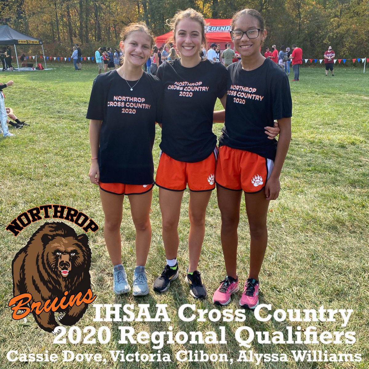 The Lady Bruins today after the IHSAA Sectional Championships. Advancing to the West Noble Regional next weekend are Cassie Dove, Victoria Clibon and Alyssa Williams! Go Bruins 🐾🤎🧡