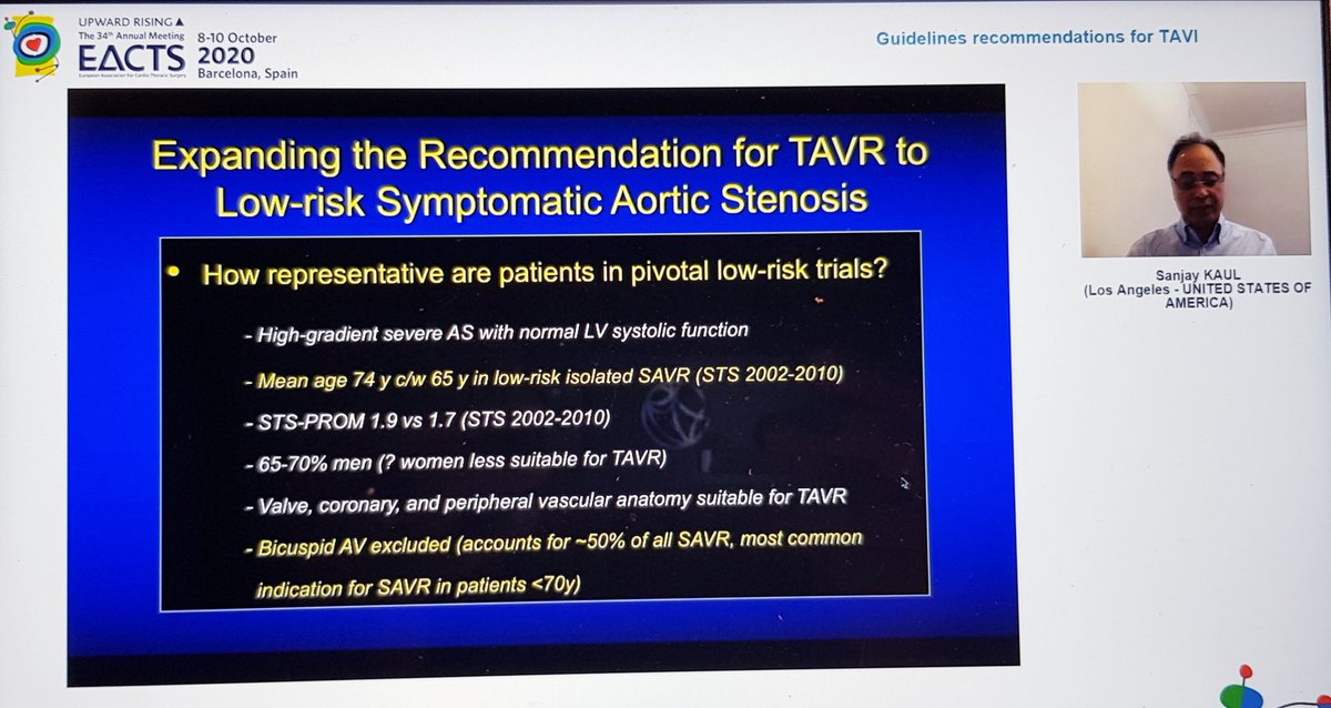 He reminded us of the rather over-enthusiastic (my words) Editorial last year stating that TAVI was now 1st line treatment in all patients...despite fact that bicuspid valve, younger patients, unfavourable anatomy etc all excluded! 