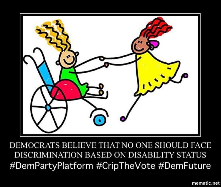  #Democrats support fully integrating people with disabilities in all stages of health and medical research to ensure outcomes reflect the true needs of Americans with disabilities. 7/11  #DemPartyPlatform  #ADA  #ScienceMatters
