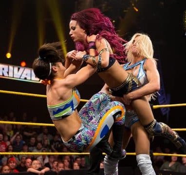 Women’s Title: Charlotte (c) Vs Bayley Vs Becky Lynch Vs Sasha BanksThe Bret Hart moment for the Horsewomen - a lifetime of loyalty earned through blisteringly good work. One of the best 4-ways ever, Vince owes them a billion dollars each for paving this path.IT’S STILL GOOD!