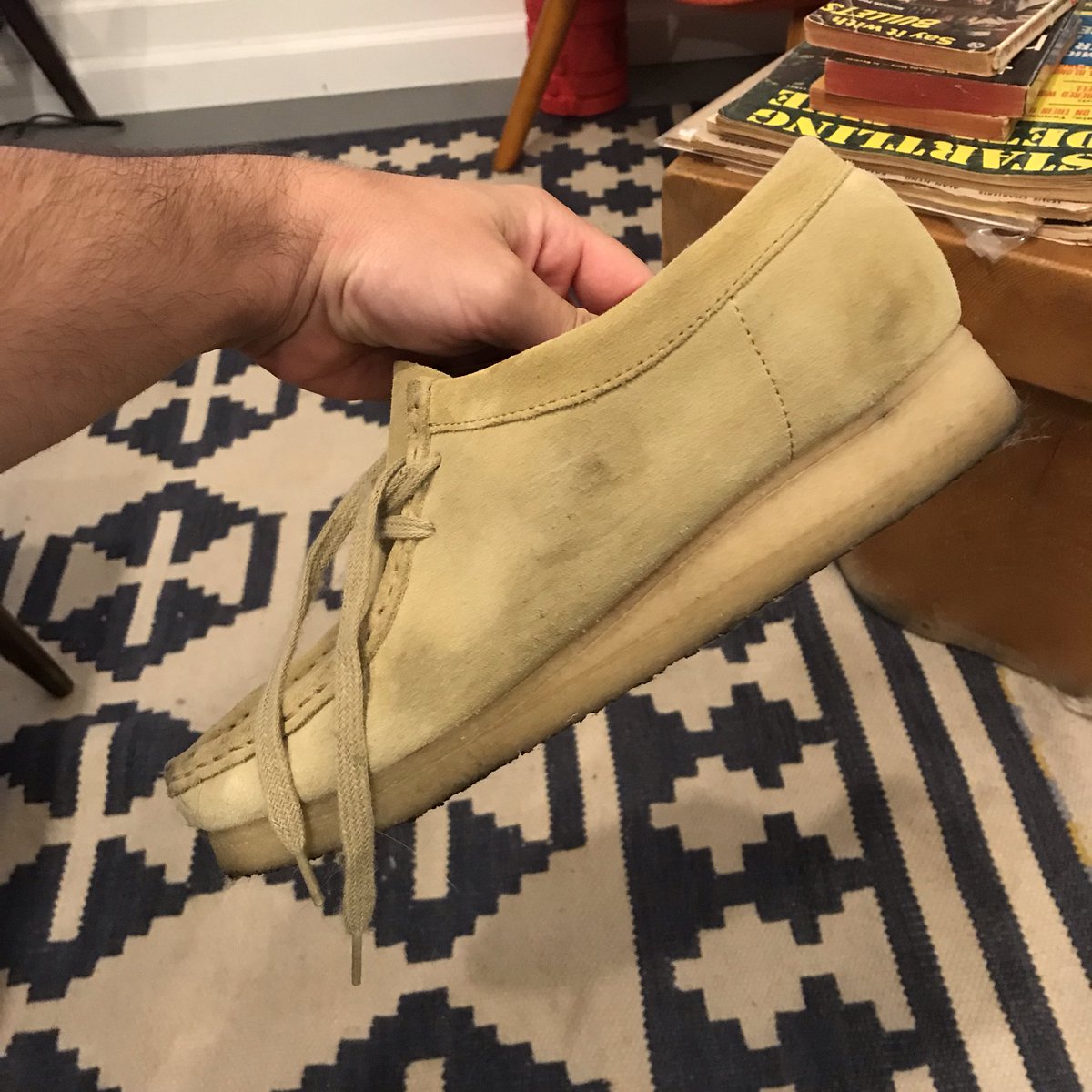 dyed a pair of Clarks today for the first time How it began:           How it went: