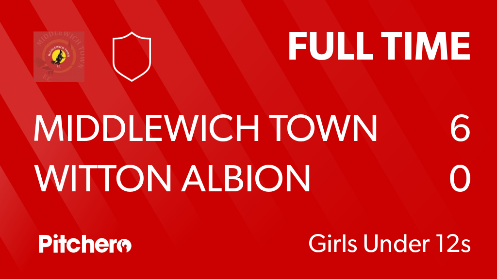 MiddlewichGirls's tweet photo. FULL TIME: Middlewich Town Football Club 6 - 0 Witton Albion
#MIDWIT #Pitchero
https://t.co/eW4PUI1nTB https://t.co/0ZM0JW8Zbe