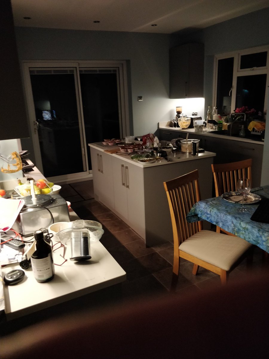 JAKCave's tweet photo. #suppersorted the aftermath. We tried to clear up as we went, but professional chef pacing and not knowing what was coming made it impossible. An absolutely exhilarating and delicious experience! https://t.co/eCWFoh4fQm