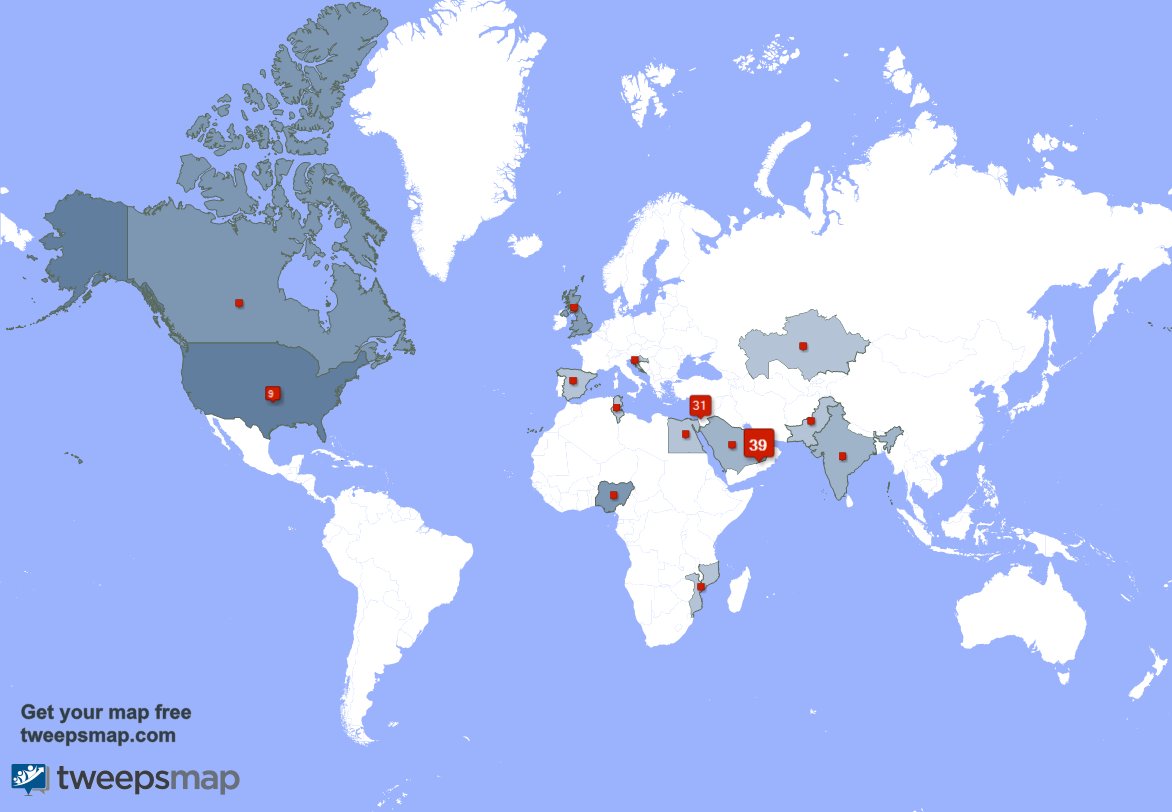 aboudisaf's tweet photo. My followers live in 15 countries: UAE(40%), Lebanon(32%)... https://t.co/9ACVJHdG2f
Get your free map! https://t.co/D2G3VsqqfE