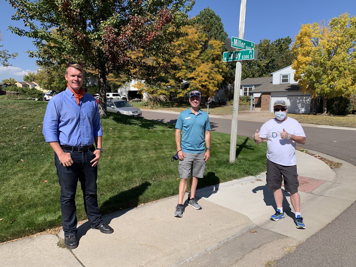 DurkinforDA's tweet photo. From Arvada to Littleton, Jeffco runs on Durkin!  We’re giving it our all with Vanessa Warren-DeMott and Rep. Colin Larson. https://t.co/VSOBe4uIZS