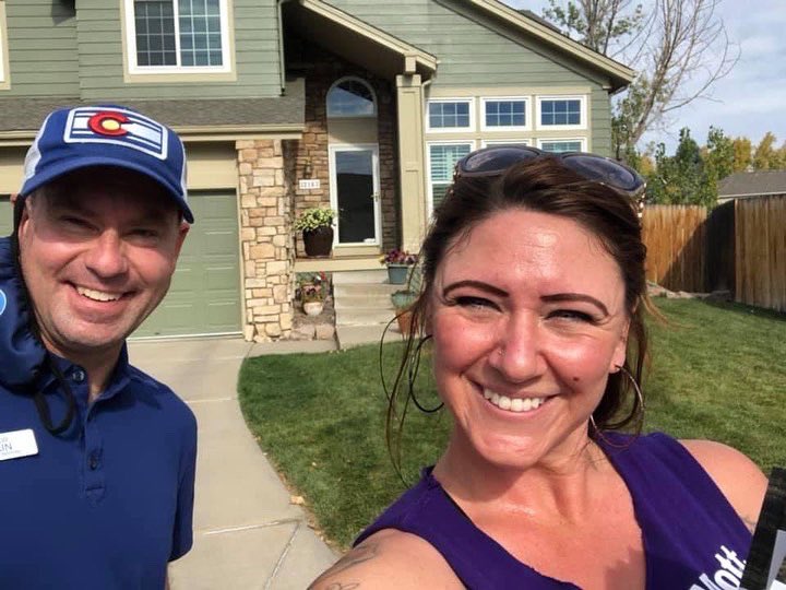 DurkinforDA's tweet photo. From Arvada to Littleton, Jeffco runs on Durkin!  We’re giving it our all with Vanessa Warren-DeMott and Rep. Colin Larson. https://t.co/VSOBe4uIZS