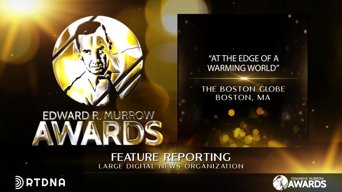 RTDNA (@rtdna) on Twitter photo “At The Edge of a Warming World,” which judges called "compelling" and "stunning" earns <a href="/BostonGlobe/">The Boston Globe</a> the #Murrows2020 Feature Reporting Award for Large Digital News Organizations. “At The Edge of a Warming World,” which judges called "compelling" and "stunning" earns <a href="/BostonGlobe/">The Boston Globe</a> the #Murrows2020 Feature Reporting Award for Large Digital News Organizations.