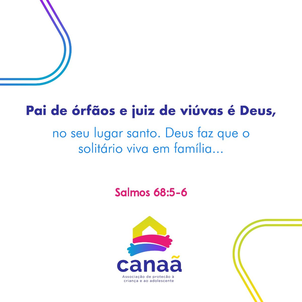 canaaclm's tweet photo. 🇺🇸🇨🇦To close the week, we have a message from the Bible: 

A father to the fatherless, a defender of widows, is God in his holy dwelling. God sets the lonely in families… Psalm 68:5-6

#CanaanLandMinistries #CLM #children #teens #bible #psalms https://t.co/P26nzkn82V