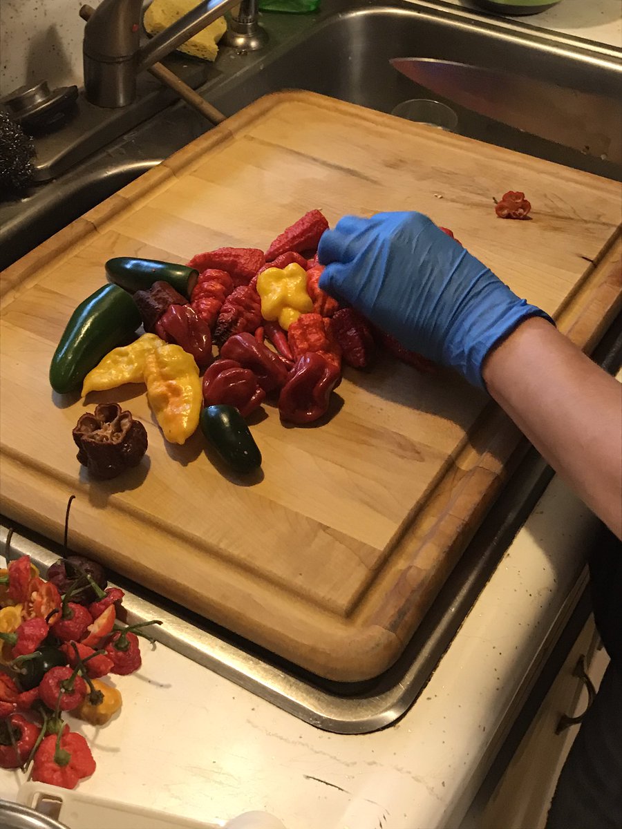 Oliver_Klozov's tweet photo. Let the fermentation begin! Shooting for a fiery Carolina Reaper hot sauce 🔥and a milder green sauce. #homefermentation #hotsauce #carolinareaper #greensauce https://t.co/d7ya5i2EMW