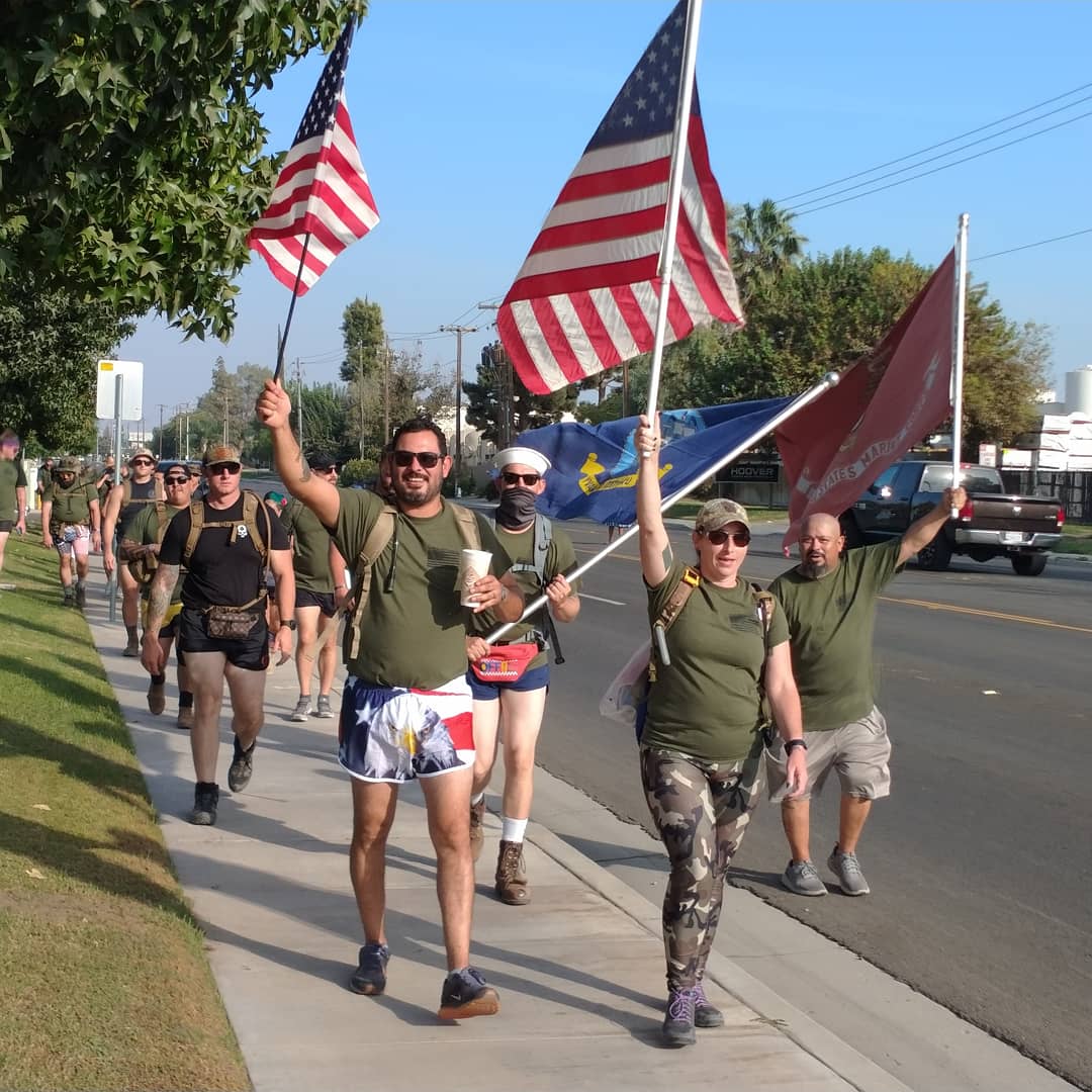 MrsSarahVasquez's tweet photo. See that man with the bald eagle shorts? That is my husband 😘 Kern County 2020 Silkies Protest #22veteransaday #SuicidePrevention https://t.co/X5NH1QR3Gz