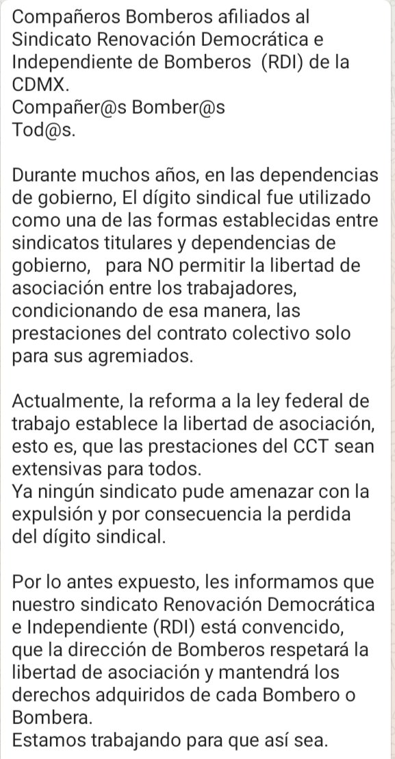 RDIBomberos's tweet photo. Buena tarde compañeros del H.C.B., no se dejen engañar, hay que estar bien informados. https://t.co/zyv2Sf9yQL