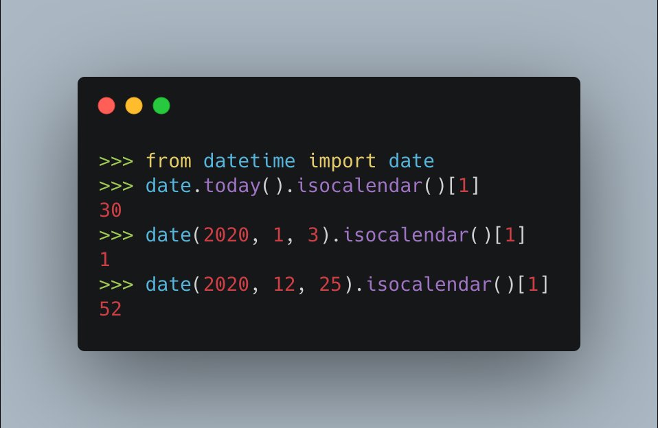 pythonmurcia's tweet image. Casi todo el mundo ha utilizado el módulo datetime en #Python, pero... ¿Sabes cómo conseguir la semana actual utilizándolo?