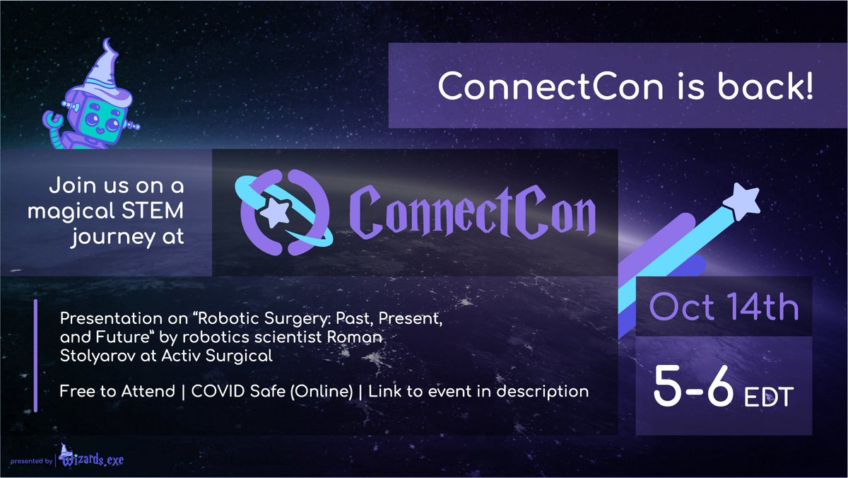 We're so excited to bring back ConnectCon! Dr. Roman Stolyarov will be presenting: Robotic Surgery: Past, Present and Future.

For more details visit: wizards-exe.weebly.com

To register, visit: docs.google.com/forms/d/e/1FAI…

<a href="/FTCTeams/">FIRST Tech Challenge</a> <a href="/FIRSTChesapeake/">FIRST Chesapeake</a> <a href="/MarylandFIRST/">FIRST in Maryland</a>