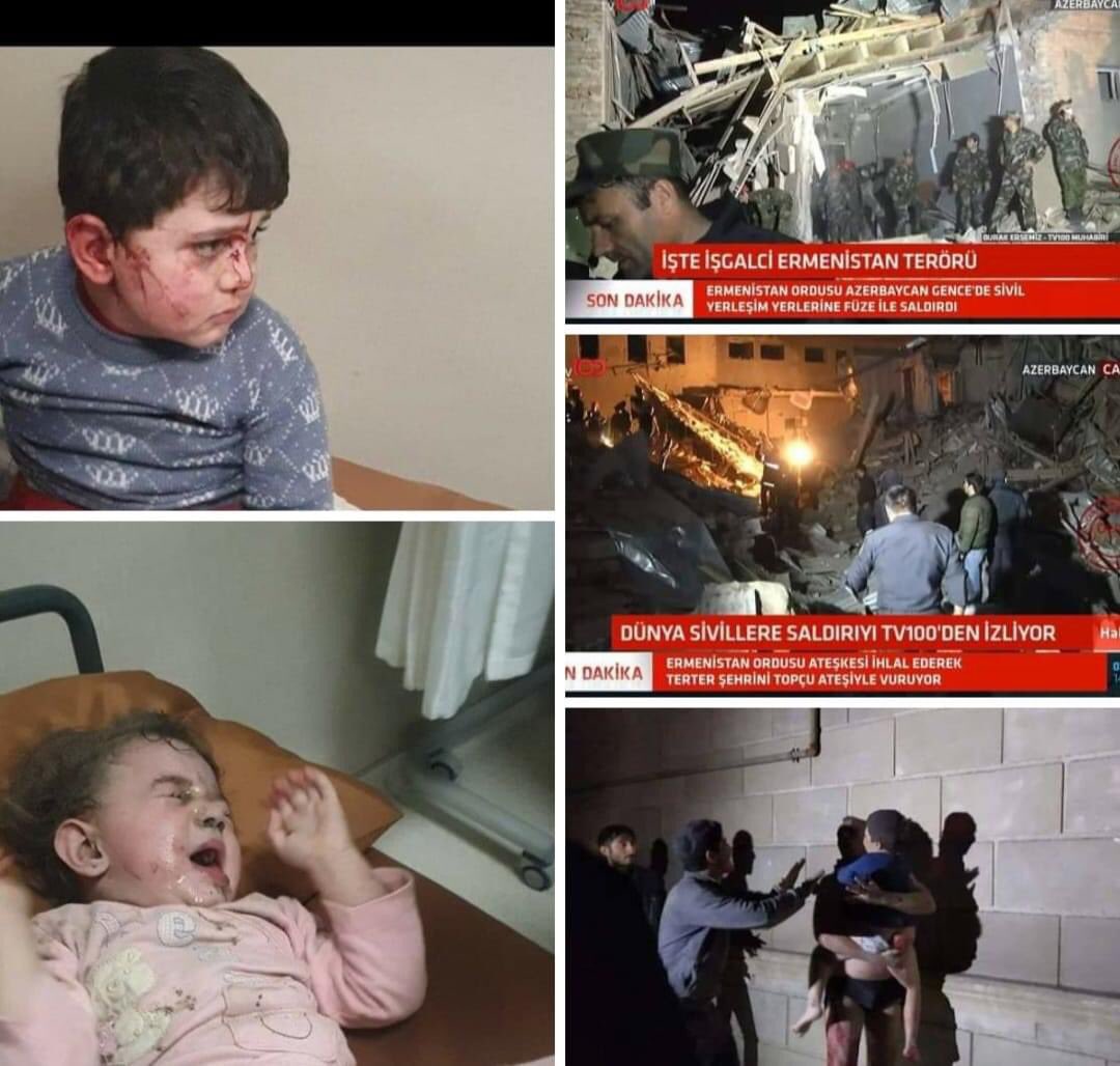 Aykhanh's tweet photo. This is the way how #Armenia “holds the truce”. Armenia grossly violating the #humanitarian ceasefire, attacks residential buildings in #Ganja, killing 3 civilians, &amp; regrouping its military to launch another attack into #Azerbaijani military positions. #StopArmenianAggression https://t.co/ihqWN7HmYb