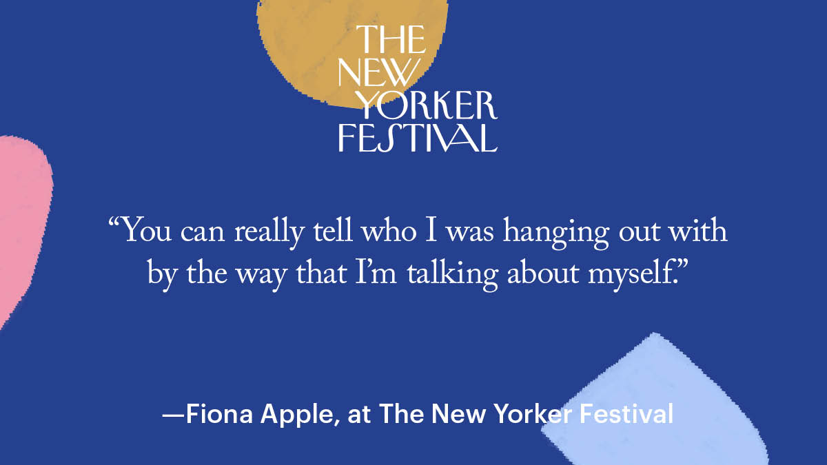 NewYorkerFest's tweet photo. "I love it as much as I can love any song that I wrote, and I'm happy with the song, except for the fact that I call myself crazy," Fiona Apple says, about "Fast As You Can." "And I just know that that's because of the things that I was being told." #NewYorkerFest https://t.co/wGUqXJ73t3