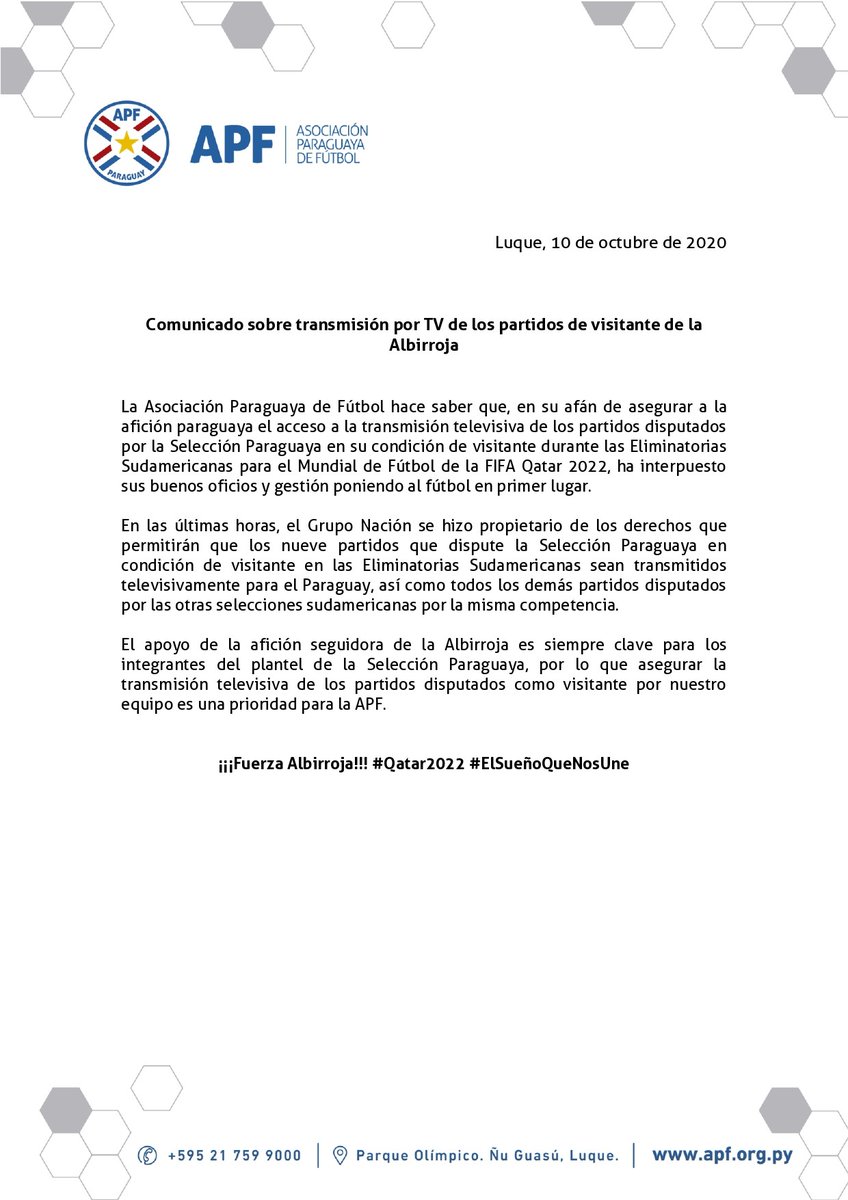 APFOficial's tweet photo. #ComunicadoAPF | Sobre transmisión por TV de los partidos de visitante de la @Albirroja.

La afición podrá acompañar los juegos de la Selección Nacional.

➡️ https://t.co/W189hf9SbC https://t.co/5pjtojDNW8