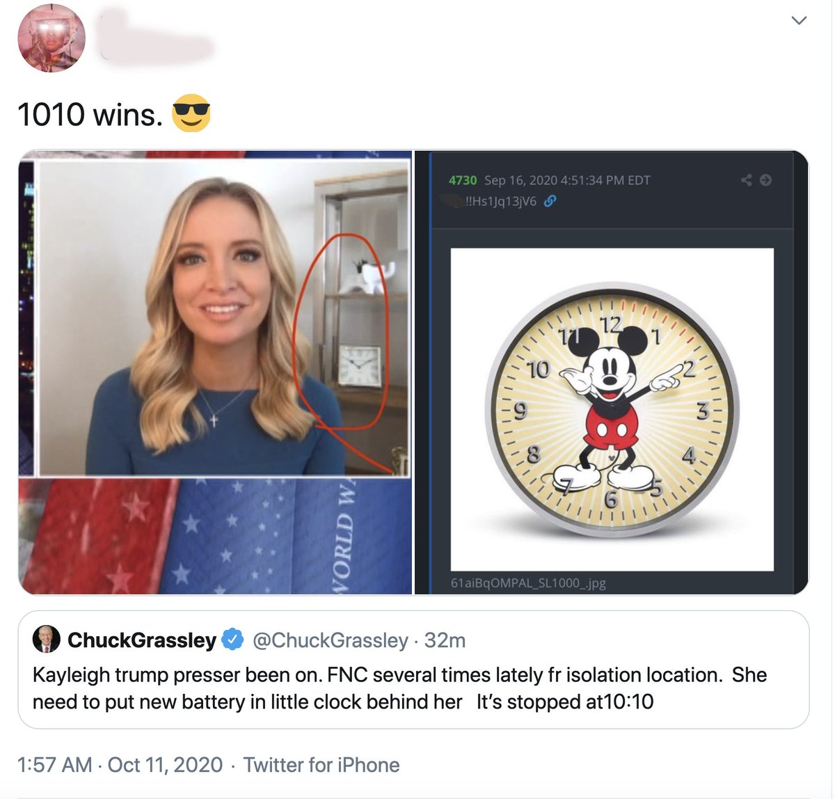 Shayan Sardarizadeh on Twitter: "Remember this Mickey Mouse clock Q dropped  a few weeks ago? Anons took it to believe something huge was gonna happen  today (10:10). Now that nothing's happened, they're