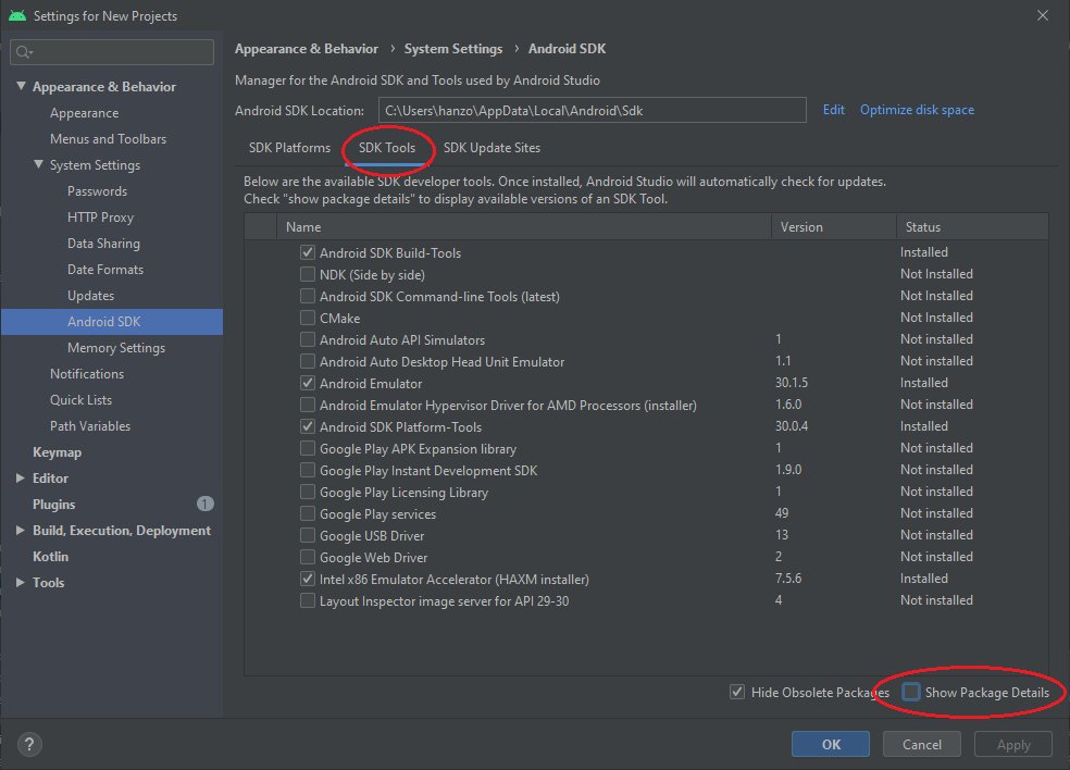 9/19 Navigate to Tools>SDK Manager & ensure the SDK Tools tab is selected & the Show Package Details box is checked. Then select 29.0.3, hit Apply, hit Ok.