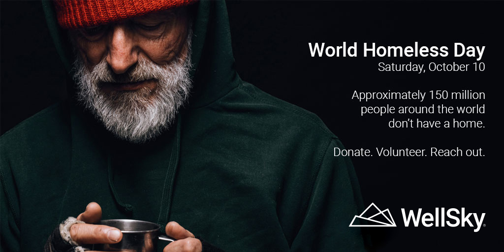 WellSkyHealth's tweet photo. It's estimated that 150 million people around the world are without housing. 

To recognize #WorldHomelessDay 2020, you can learn how #government, #healthcare, and #nonprofits can work together to address #homelessness.

Watch this important webinar here: https://t.co/LuTva753od https://t.co/rTYTdFpMmy