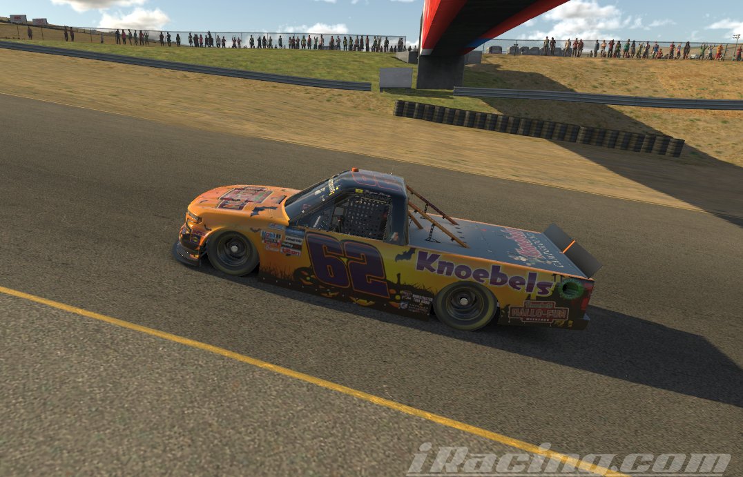 PerryeSports's tweet photo. Brought the @knoebels #HalloFun Weekends truck home 10th in the @APRSeries race at @RaceSonoma   probably the hardest top 10 finishing I've ever worked for! #SaturdayNightSimRacing #eSports #iRacing #eNASCAR https://t.co/LGmm5pv2ut