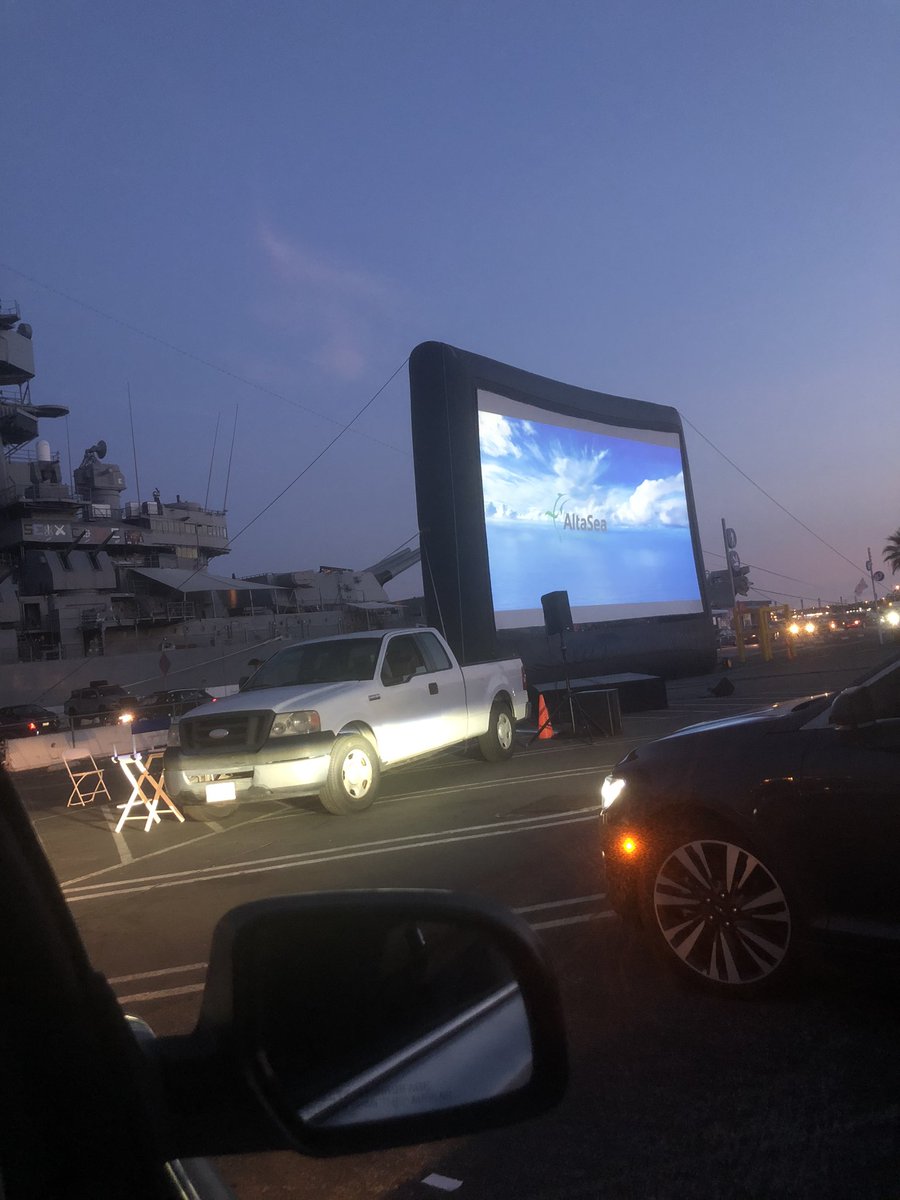 SashaAnawalt's tweet photo. First time out of the house in ages for live Drive-in event at Battleship Iowa for @AltaSeaOrg w/ a piece of Peter Sellar’s “Idomeneo” &amp; lots of other cool stuff. In San Pedro, Port of Los Angeles. Can’t wait!!!! About to start. @Ampersand_LA @jkrusoe https://t.co/xBV3uhHFxr