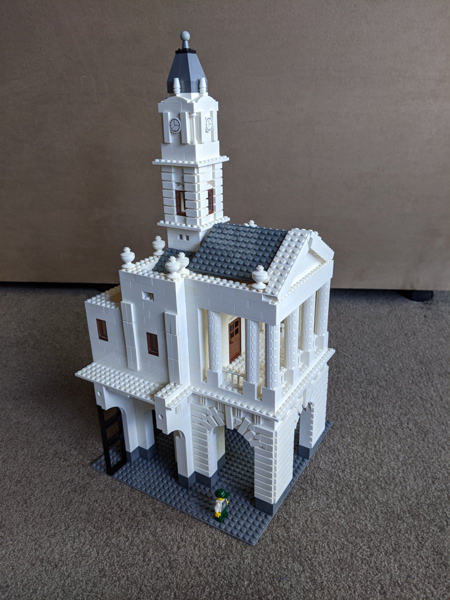 Lockdown Lego update! The portico/tower structure is essentially done now. I need to fill in more details at some stage; I'm pleased with how the bins came out but I need a bench and so on