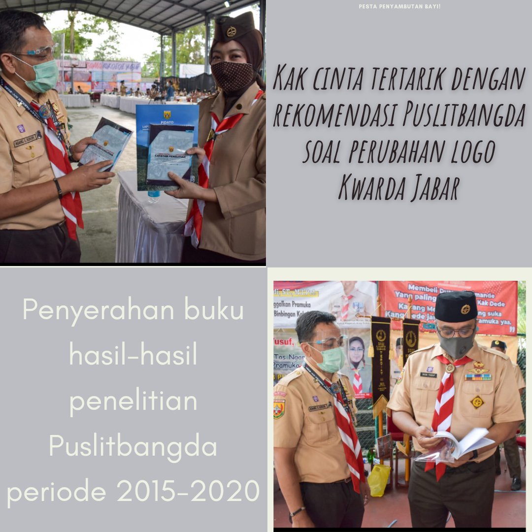 Ketua baru Kwarda Jabar, Kak Cinta <a href="/ata_lia/">Atalia Praratya</a> tertarik dgn rekomendasi Puslitbangda soal perubahan logo Kwarda Jabar. <a href="/ridwankamil/">Ridwan Kamil</a> @dedeyusuf_1 <a href="/PramukaJabar/">Pramuka Jawa Barat</a>