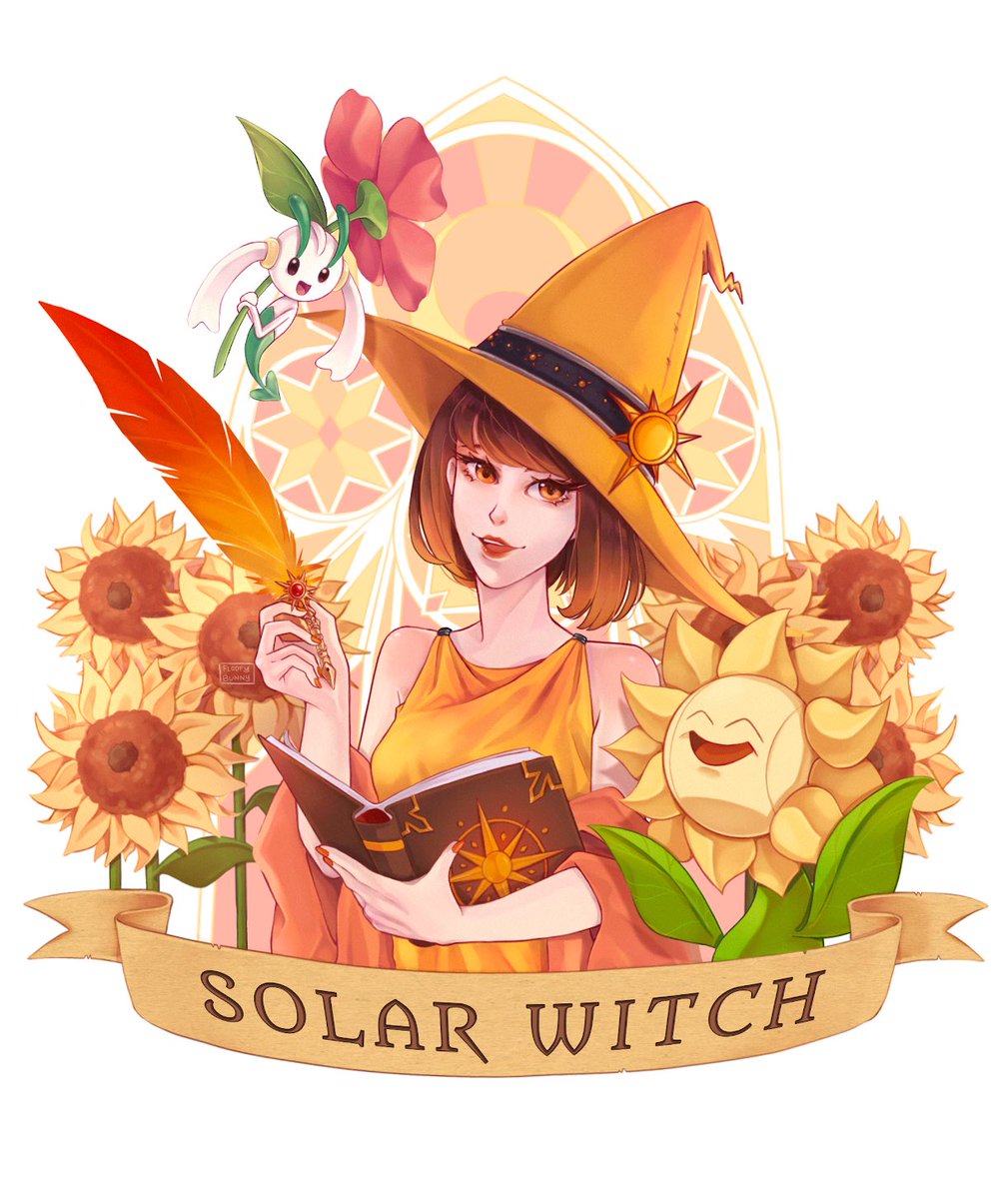 floofybunnycake's tweet photo. Here is my first Witchtober x Pokemon Witch: The Solar Witch!
I wanted to try a different style of coloring and drawing after 2 months of hiatus, and I am honestly so happy with how it came out!
#witchtober #pokemon #characterdesign #witch #sunflora #flabebe #solarwitch https://t.co/BZx1s6XtvY