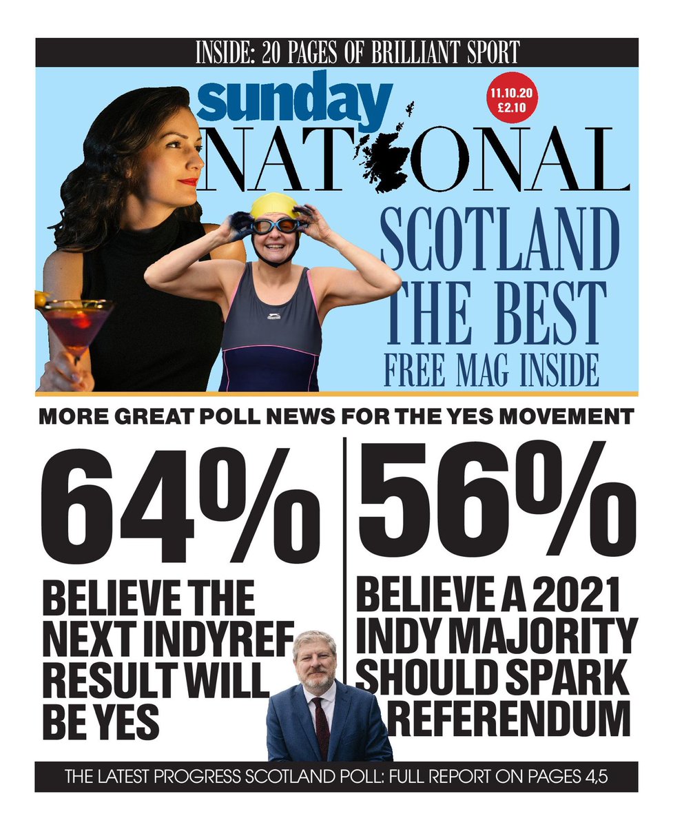 AngusRobertson's tweet image. Front Pages: Highest ever poll rating predicting Scottish independence YES vote. 1/3 of 2014 NO voters now YES or undecided. Poll by @Survation for @progressscot #indyref2