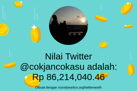 Nilai Twitter Saya adalah: Rp 86,214,040.46

Temukan milikmu dengan clockurl.co/key/twitterwor…

⠀