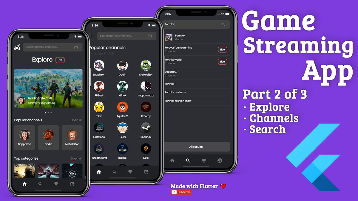AllAboutFlutter's tweet image. The second part is here! Game Streaming #App #UI #Design made with #Flutter
youtu.be/ByLsrmQJnKs (source code)
@FlutterDev @r_FlutterDev @FlutterComm @EsFlutter @flutter_india 
#flutterdev #learntocode #100DaysOfCode #MobileApp #FlutterDay #dartlang