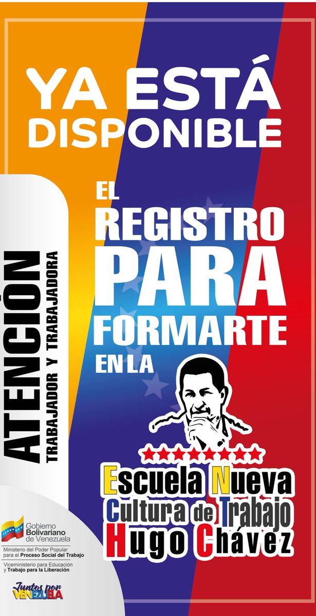 guerrillaobtruj's tweet image. #10Oct 
#GuerrillaObrera 
#LeyAntibloqueoEsProgreso

La Escuela Nueva Cultura del Trabajo Hugo Chávez, te invita a participar en los Planes de Formación y Cursos en Línea.

El tiempo es tuyo.

@NicolasMaduro
@eduardopiate2
@EdgarBlanco_VE  
@MinTrabajoVE 
@Mpppst_Vmetl
@pintnes