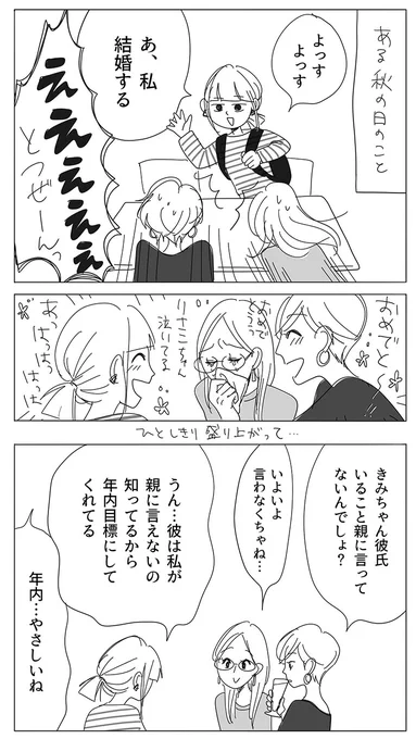 今日20時すぎもおたよりマンガ上げるよ〜
きみちゃんの結婚のお話 