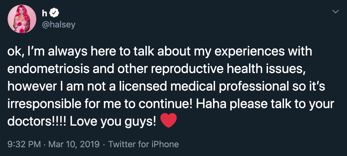 she opened up and educated her fans about endometriosis and reproductive health