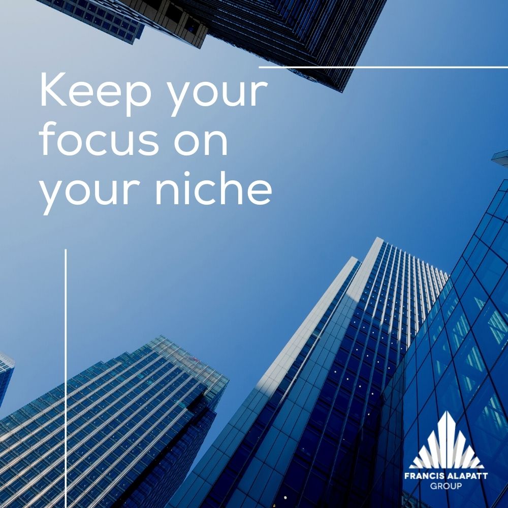 AlapattGroup's tweet photo. It’s easy to get excited and want to tap into different markets. But, spreading yourself too thin can result in missed opportunities to capture your target market. Stay committed to your niche, so that you can stand out of the pact and become more valuable. #Tips #business #goals https://t.co/FfHKNZmcpq