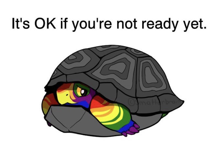 My daughter  @Smatterbrain drew these turtles a few years ago to support those who weren't ready to come out. She knew so many couldn't come out because of safety issues, family situations, religious reasons and job loss fears among other things...  #NationalComingOutDay  