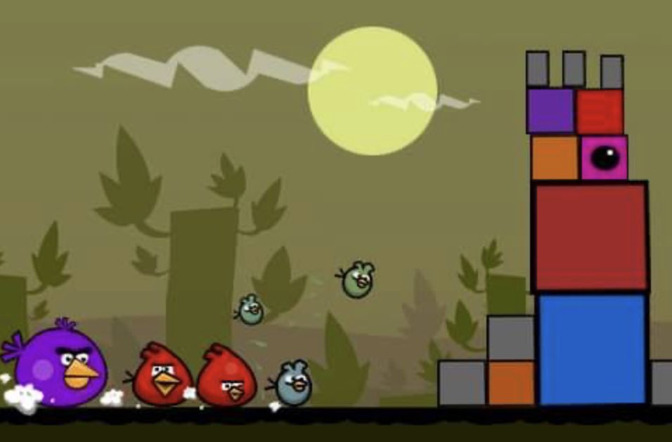 Development of Angry Birds dates all the way back to the early 2000’s, when the first pitch for the game was made by Game Designer Jaakko Lisalo. many changes were made, and the purple bird is what appears to be terrance, and no pigs were planned at all from the beginning